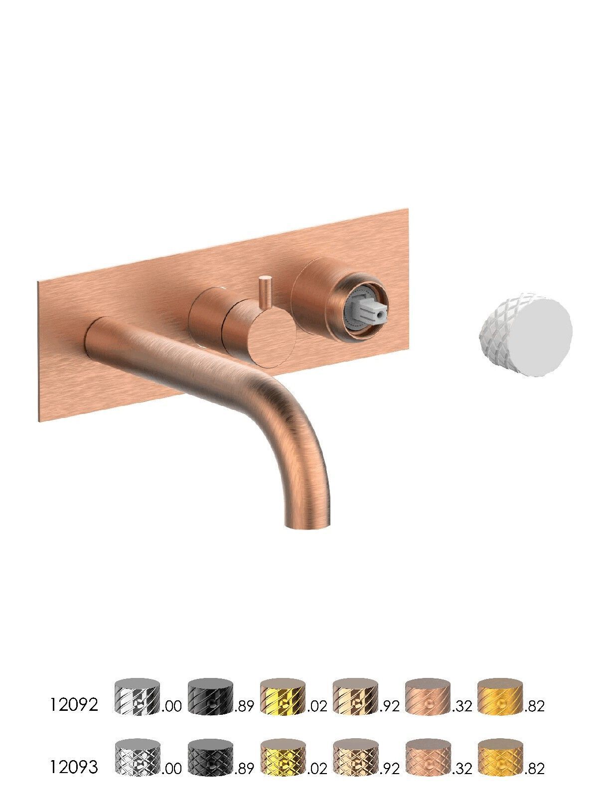 Настенный смеситель для ванны с 3 отверстиями и переключателем Rubinetterie Frattini отдельная эстетика ARCH-00148430 - Вид №8