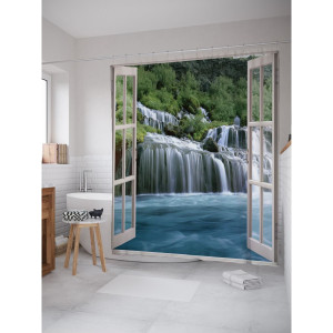 Шторка для ванной Широкие водопады у окна 180х200 см sc_16504 AMBESONNE