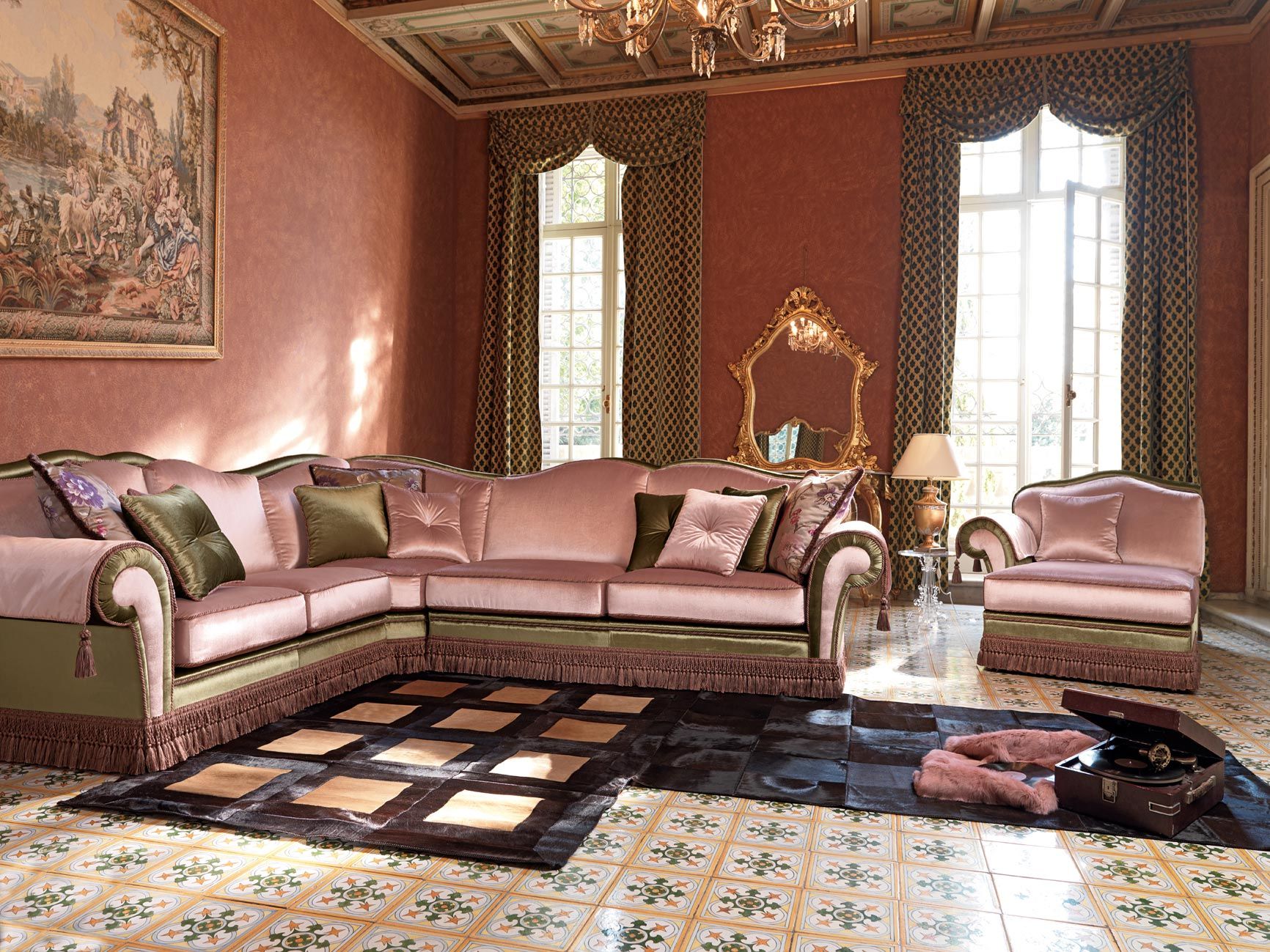 Съемный угловой диван из ткани Domingo Salotti ARCH-00125564