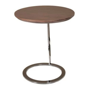 Приставной столик круглый с асимметричной ножкой и топом орех Nordic UNICO  248929 Коричневый;хром