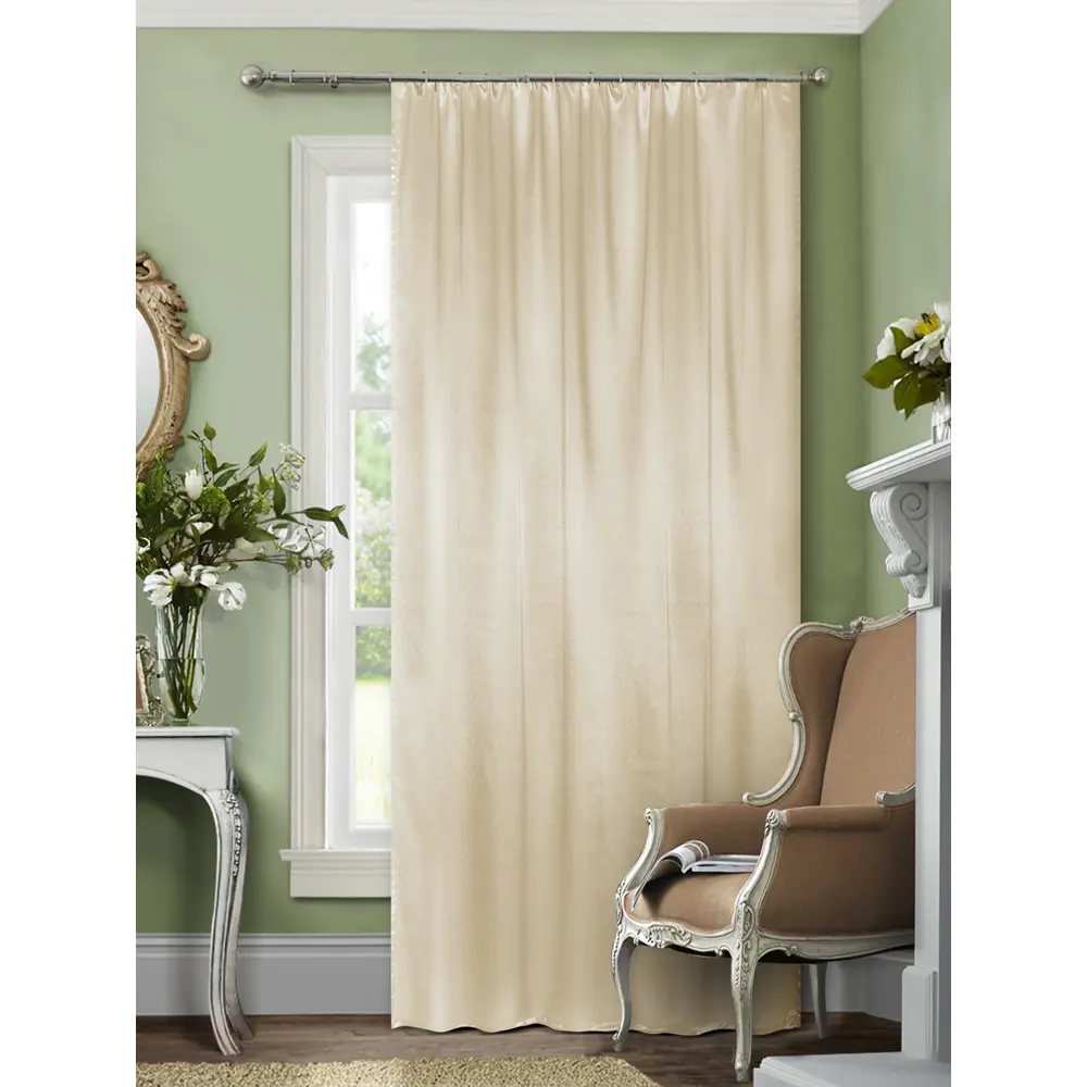 Штора на ленте «Сатин», 140х260 см, однотон, цвет бежевый ТОРГОВЫЙ ДОМ ТЕКСТИЛЬ STLM-2143205