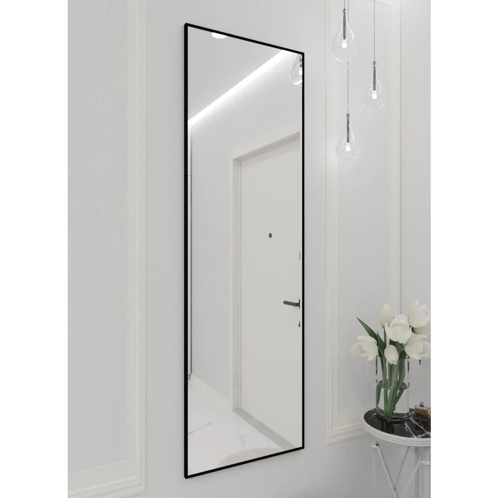 Зеркало интерьерное в алюминиевой раме настенное ONE MIRROR 161x50 см черное