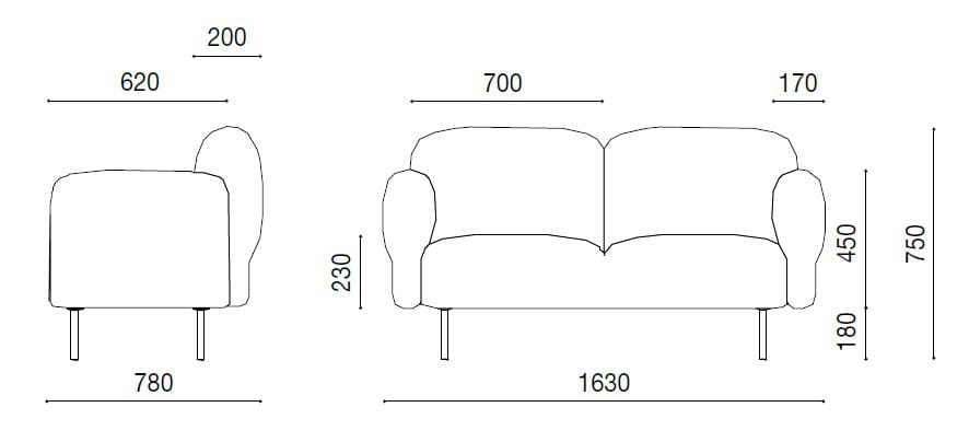 2-местный тканевый линейный диван Martex Bold ARCH-00143942 - Вид №2