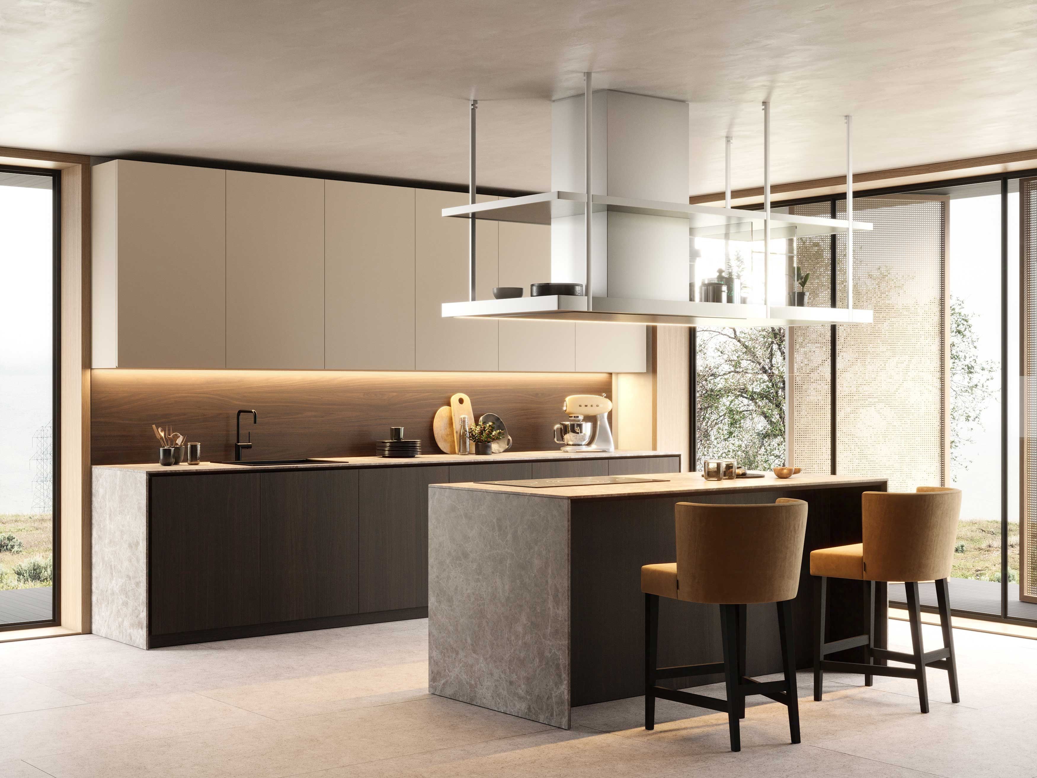 Высокий тканевый стул с подставкой для ног Stylish Club Milos ARCH-00140522 - Вид №3