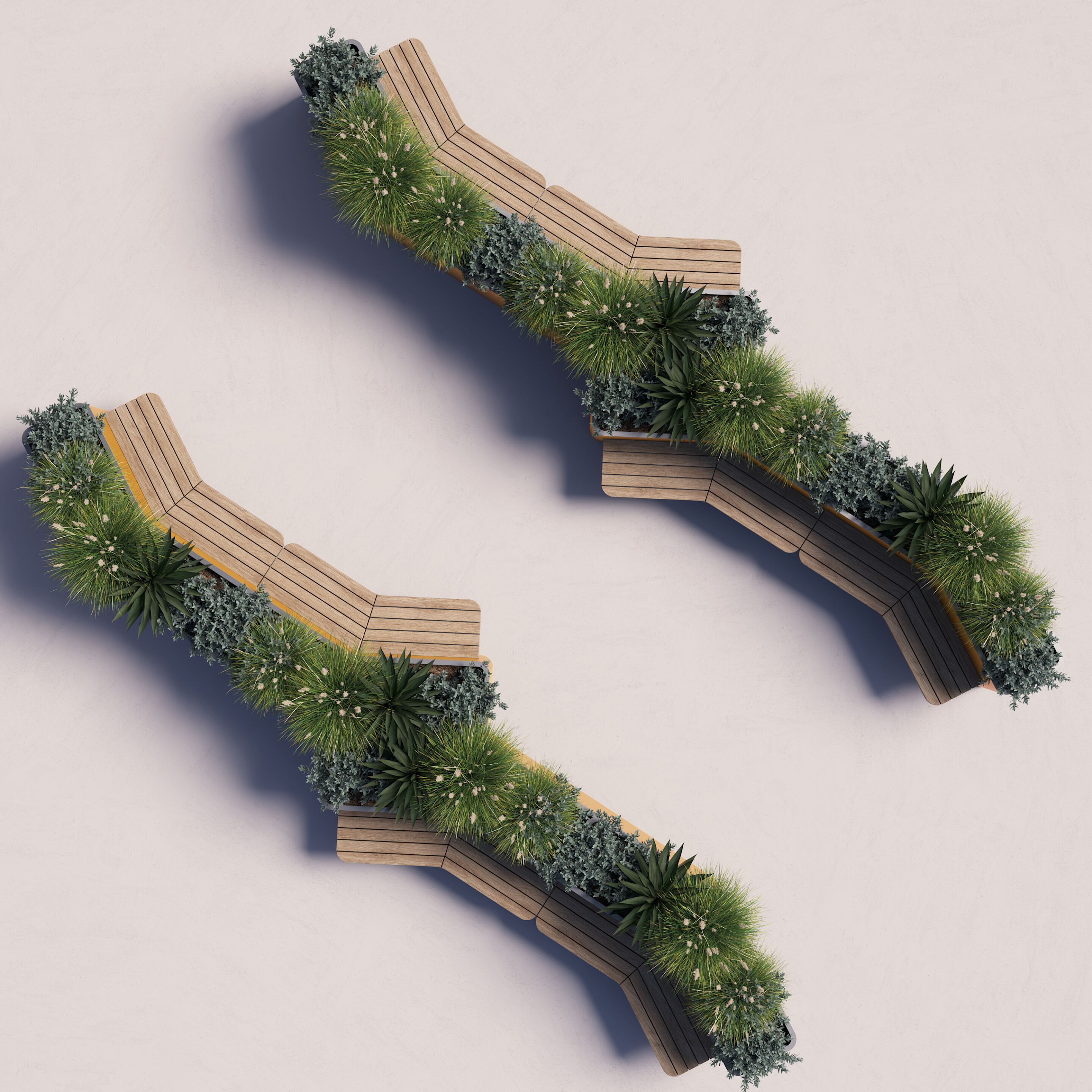 Модульная скамейка из стали и дерева со встроенным плантатором CITYSì COMMA ARCH-00064282 - Вид №4