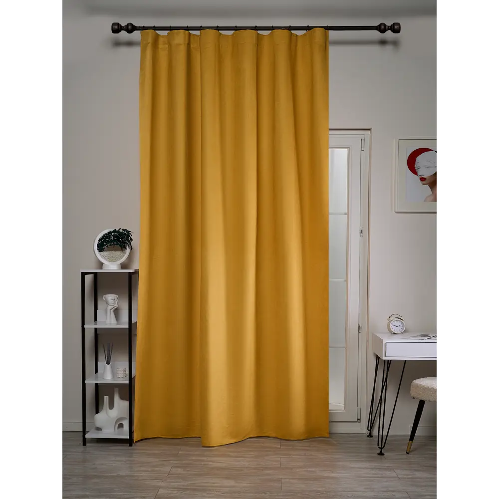 Штора KREAFORTA Manchester: бархатный жёлтый занавес 200x280 см 89401550 STLM-1568296