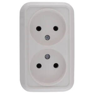 Розетка двойная накладная Makel SivaUstu без заземления, цвет белый