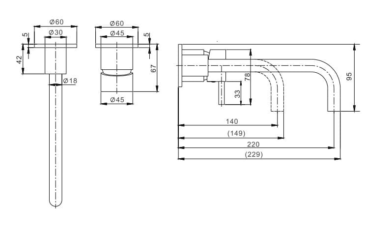Настенный смеситель для раковины с 2 отверстиями CROSSWATER MPRO ARCH-00056140 - Вид №4