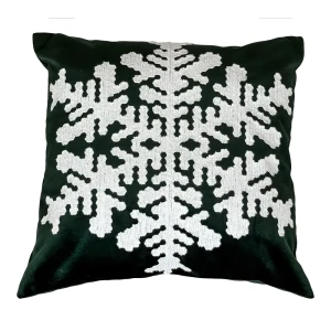 Декоративная подушка LINEN WAY Снежинка 45×45 см зеленый 89434261