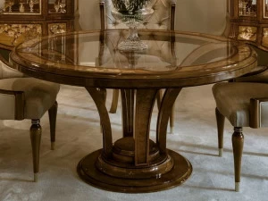 Bellotti Ezio Круглый стол из каштана со стеклянной столешницей 1430 1436