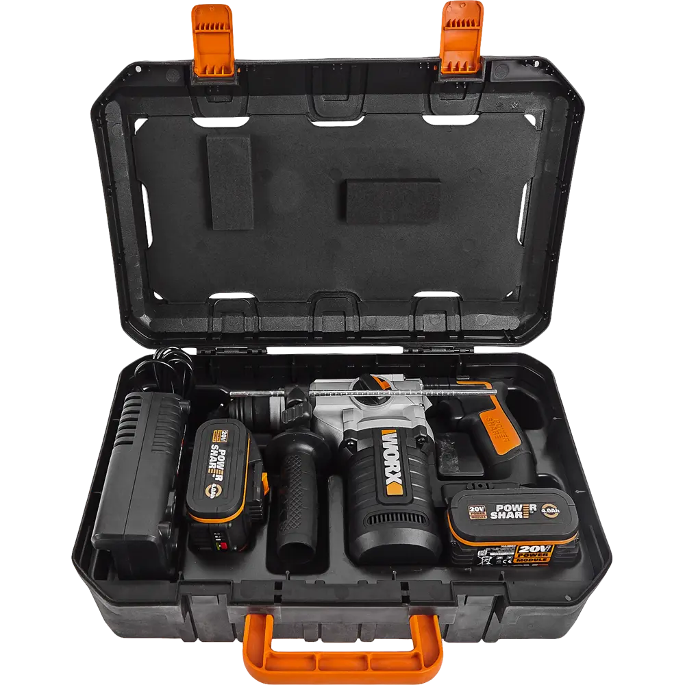 Перфоратор аккумуляторный SDS-plus Worx WX392, 20 В Li-ion 2x4 Ач, 2.2 Дж STLM-2159529 - Вид №5