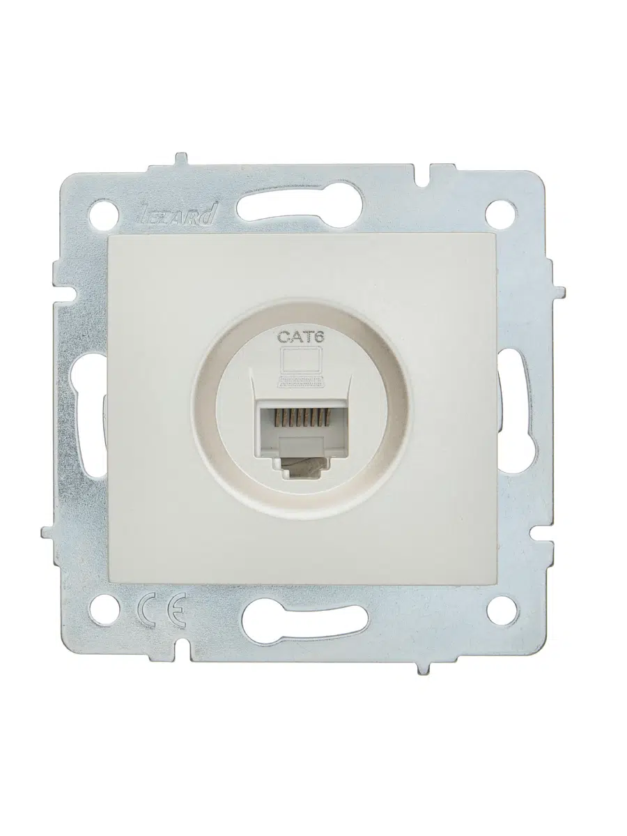 ASTI Розетка компьютерная жемчужно-белый перламутр механизм Cat 5e LEZARD 7081-3088-140 - Вид №1