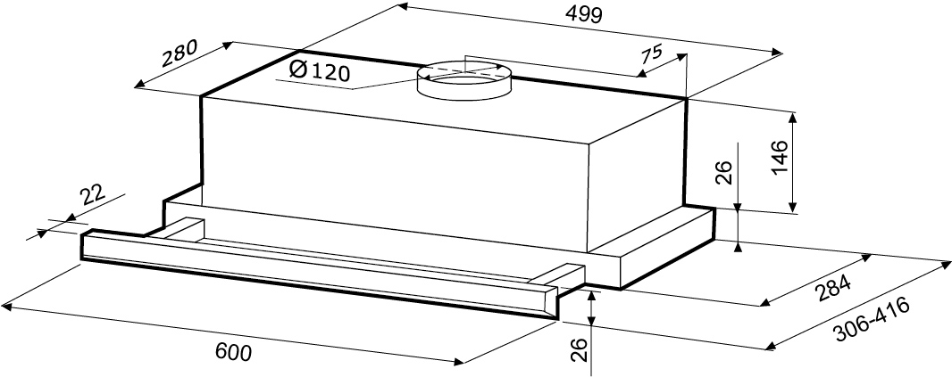 1149552 Вытяжка телескопическая KRONA KAMILLA Slim 600 белый/белый STDN-0107554 - Вид №11
