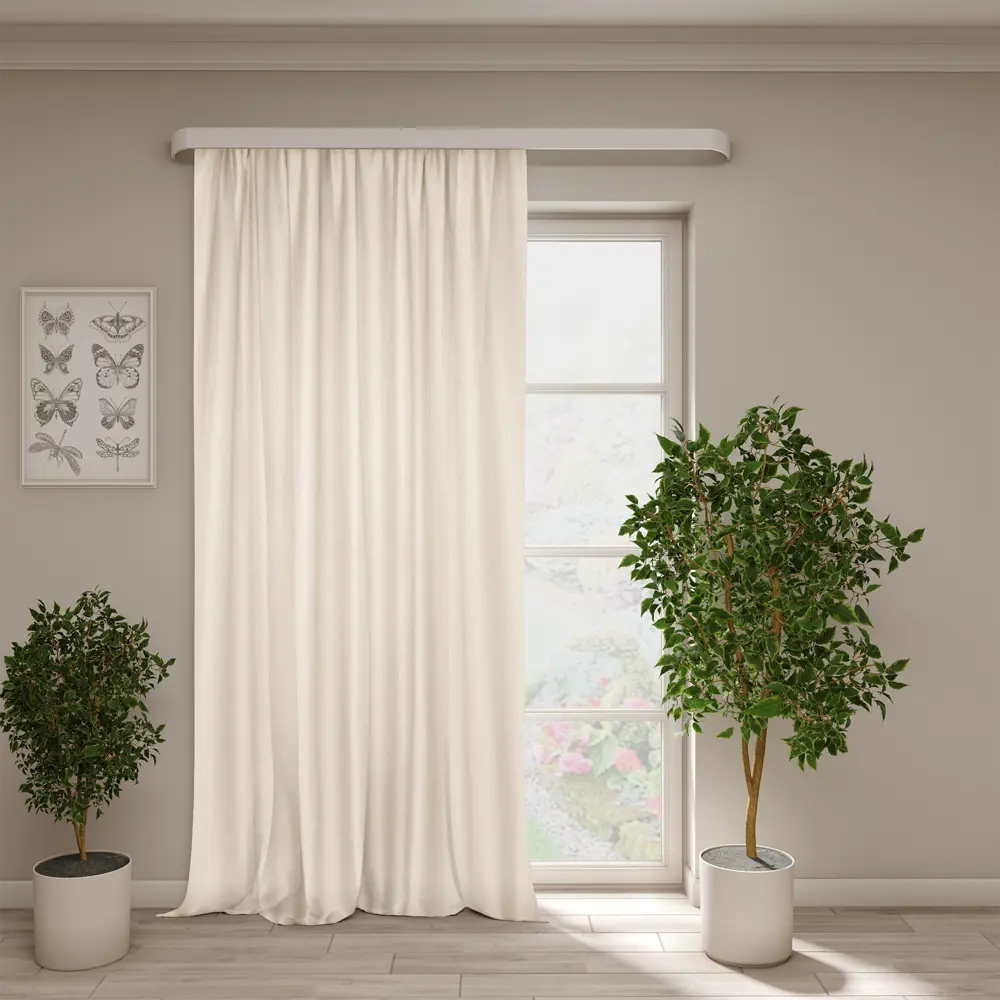 Штора Шарлиз молочная 200x280 см на ленте для гостиной 89422758 Santreyd STLM-1580243