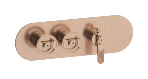 Комплект наружных частей термостата на 2 потребителей - горизонтальная овальная панель с ручками Bold WE ARE IB eua222srnb1 Brushed Rose Gold Aqua