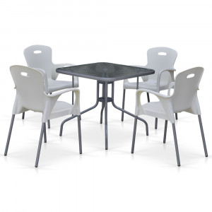 TL80x80/XRF065BW-White 4Pcs Комплект мебели для кафе TL80x80/XRF065BW-White (4+1) Afina
