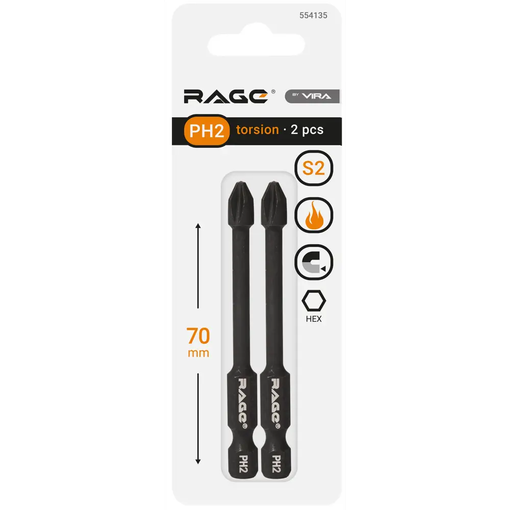 Магнитные ударные биты RAGE PH2 70 мм для профессионального монтажа 86390072 STLM-0068438 - Вид №1
