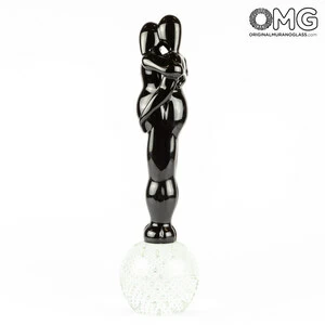 3585 ORIGINALMURANOGLASS Скульптура Влюблённые - чёрная - муранское стекло OMG 10 см