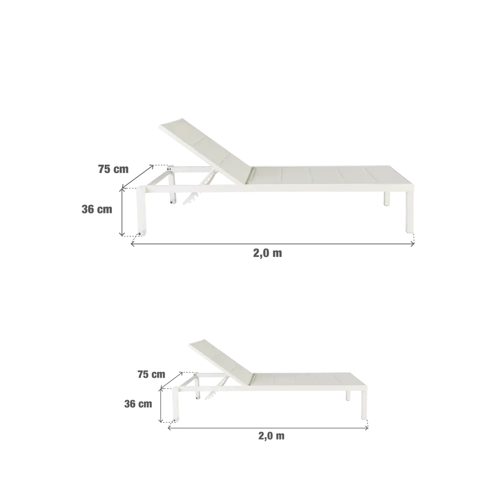 Шезлонг Naterial Aquila II 200x36x75 см алюминий/текстилен белый STLM-2064721 - Вид №14