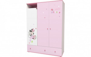 vpk-0001667.55 Шкаф трехсекционный Polini kids Disney baby Минни Маус-Фея с ящиками, белый-розовый ВПК (Тополь)