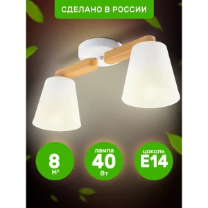 92017818 Люстра потолочная Дубравия Каро 133-51-22 2 лампы 8 м² цвет белый STLM-1362657