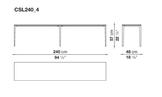 Прямоугольный консольный стол с кованым зеркальным стальным верхом Maxalto Soleide ARCH-00107166 - Вид №5