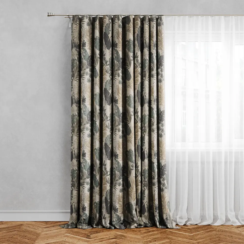 INSPIRE Aleida - штора с растительным принтом и скрытыми петлями 83542789
