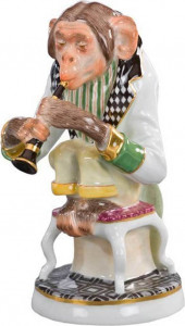 91604 Meissen Фигурка 19см "Шимпанзе-кларнетист" (О.Пильц, 1912г) Фарфор