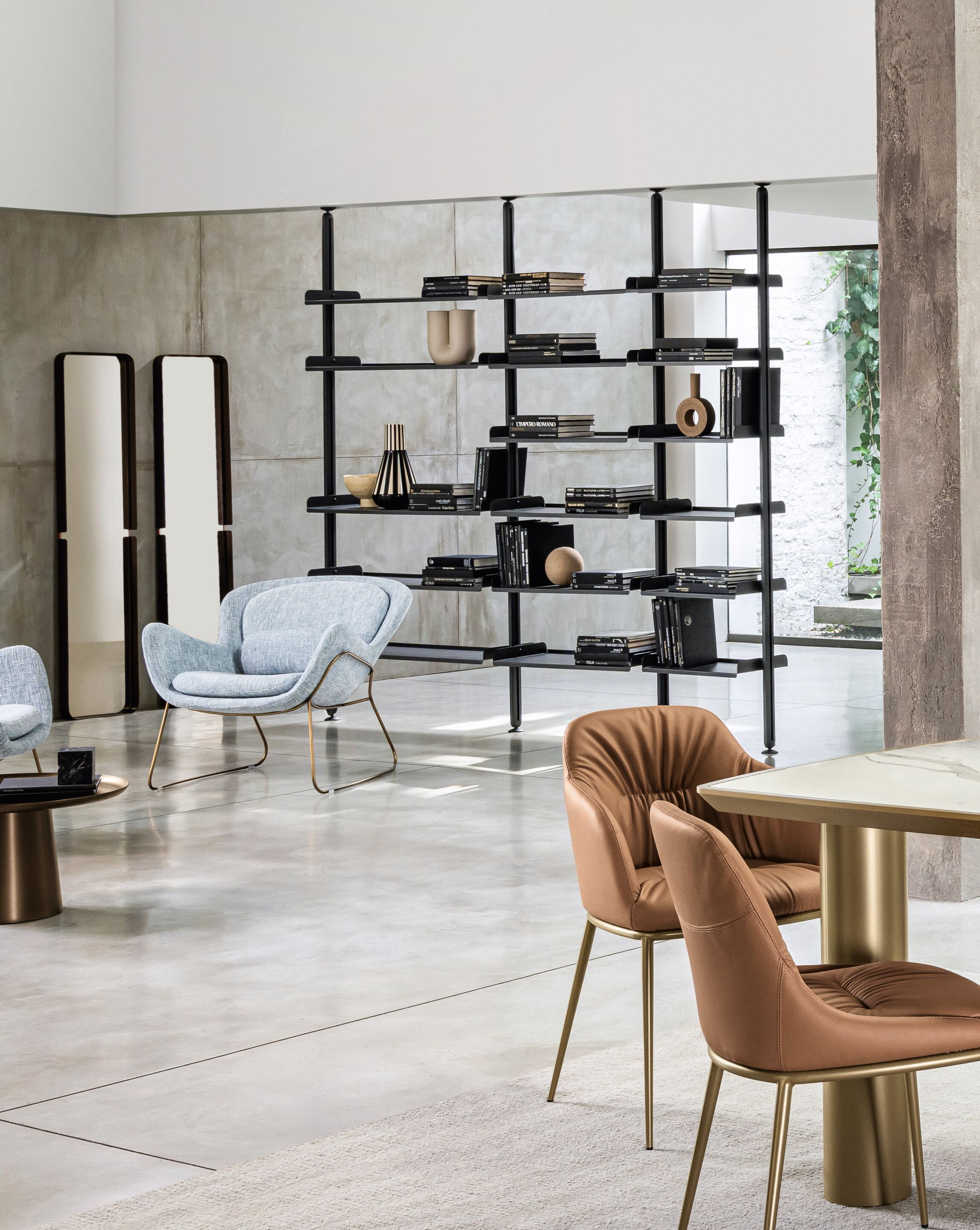 Книжный шкаф из алюминия с креплением пол-потолок или стена RIFLESSI TECHWALL ARCH-00062670