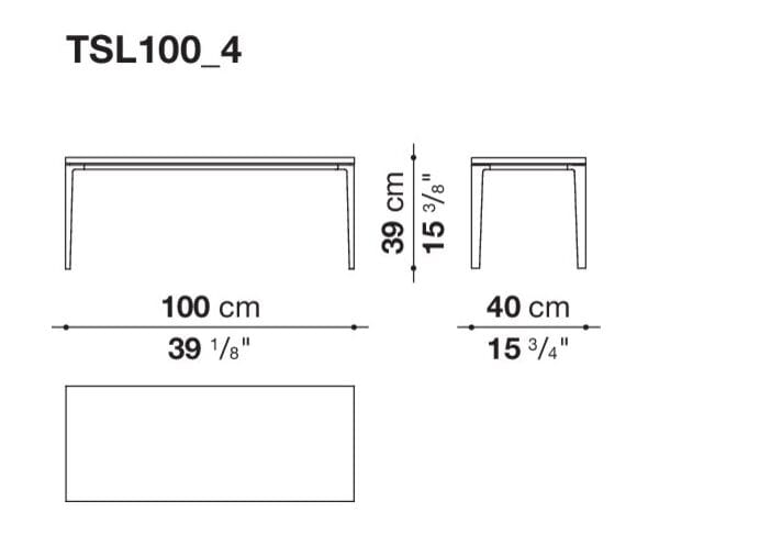 Низкий прямоугольный журнальный столик с кованой зеркальной стальной столешницей Maxalto Soleide ARCH-00052119 - Вид №3