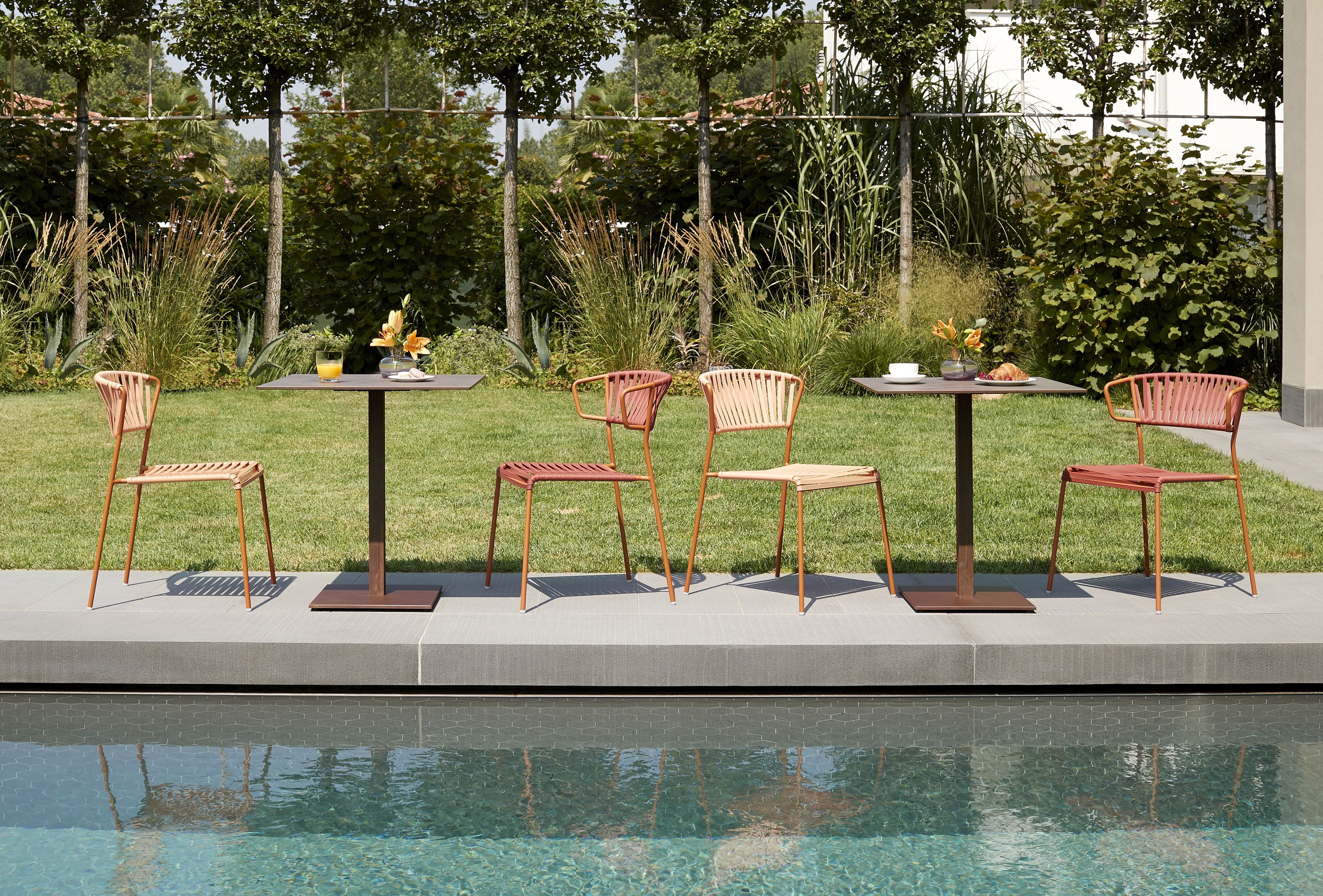 Открытый стул из нержавеющей стали и плетеной проволоки из ПВХ S-CAB Лиза ARCH-00125424 - Вид №12