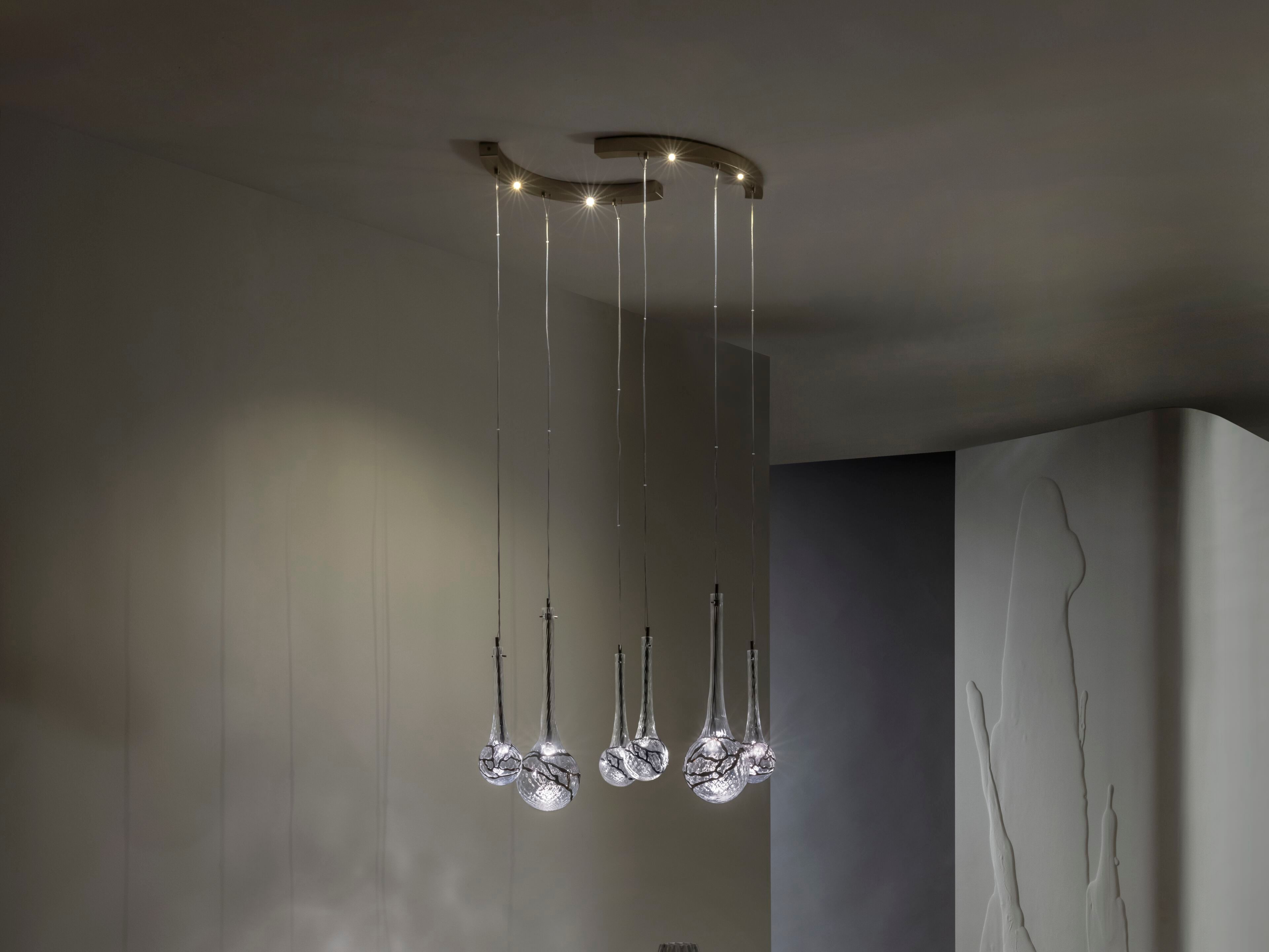 Люстра из дутого стекла Patrizia Volpato лунные капли ARCH-00139618