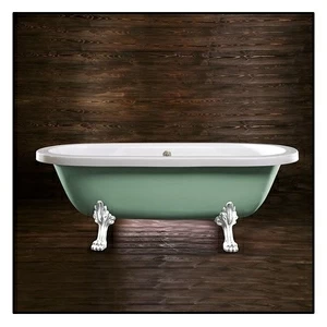 Ванна напольная отдельностоящая салатовая с белыми  ножками "Львиная лапа" Akcjum Octavia WN-09-01-KB-A