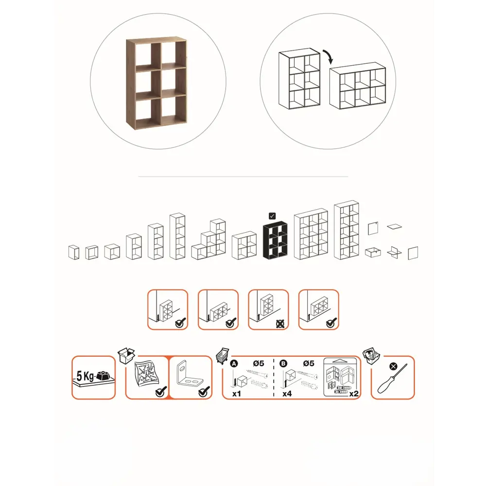 Стеллаж KONSENSA Руан 6 секций 70x104x31.7 см ЛДСП цвет дуб комано STLM-2011429 - Вид №15
