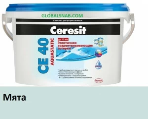 Затирка цементная водоотталкивающая Ceresit CE 40 Aguastatic 64, Мята 2кг