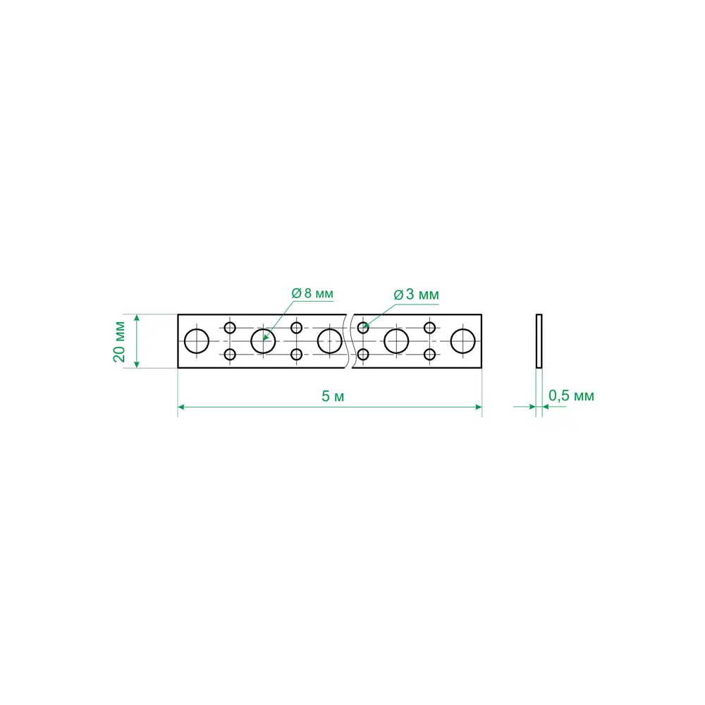 Перфорированная лента прямая LP 20x0.5 5 м оцинкованная сталь цвет серебро Santreyd STLM-2133059 - Вид №5