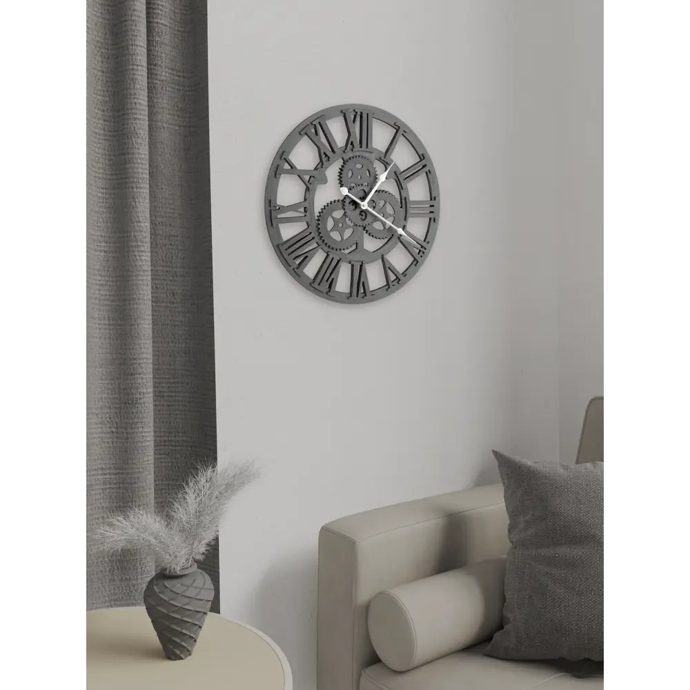 Часы настенные круглые 45 см чёрные Atmosphera Retro STLM-2094110 - Вид №5