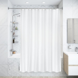 Штора для ванны Silver Rain, 180х200 см, полиэстер, цвет белый/серебряный BATH PLUS ШТОРЫ DECOR COLLECTION