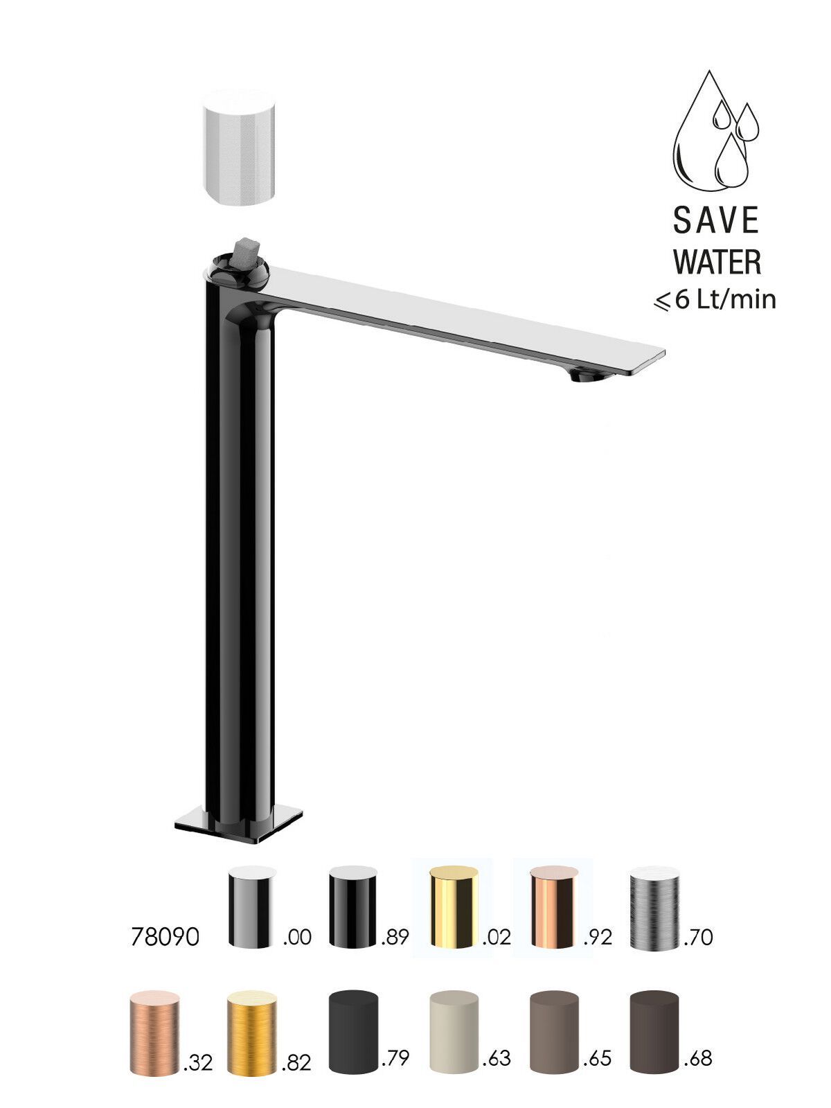 Смеситель для раковины высокого пола с ограничителем расхода Rubinetterie Frattini Narciso S ARCH-00042651 - Вид №10