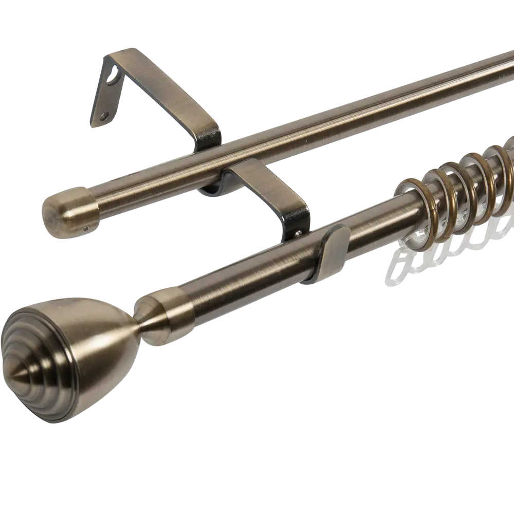 Карниз двухрядный раздвижной Inspire Троф 160-300 см цвет золотой антик STLM-2060294