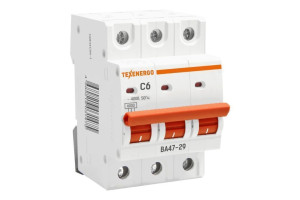 16402024 Автоматический выключатель ВА 4729 3п 6А 6кА характеристика С TAM34C06-1 Texenergo