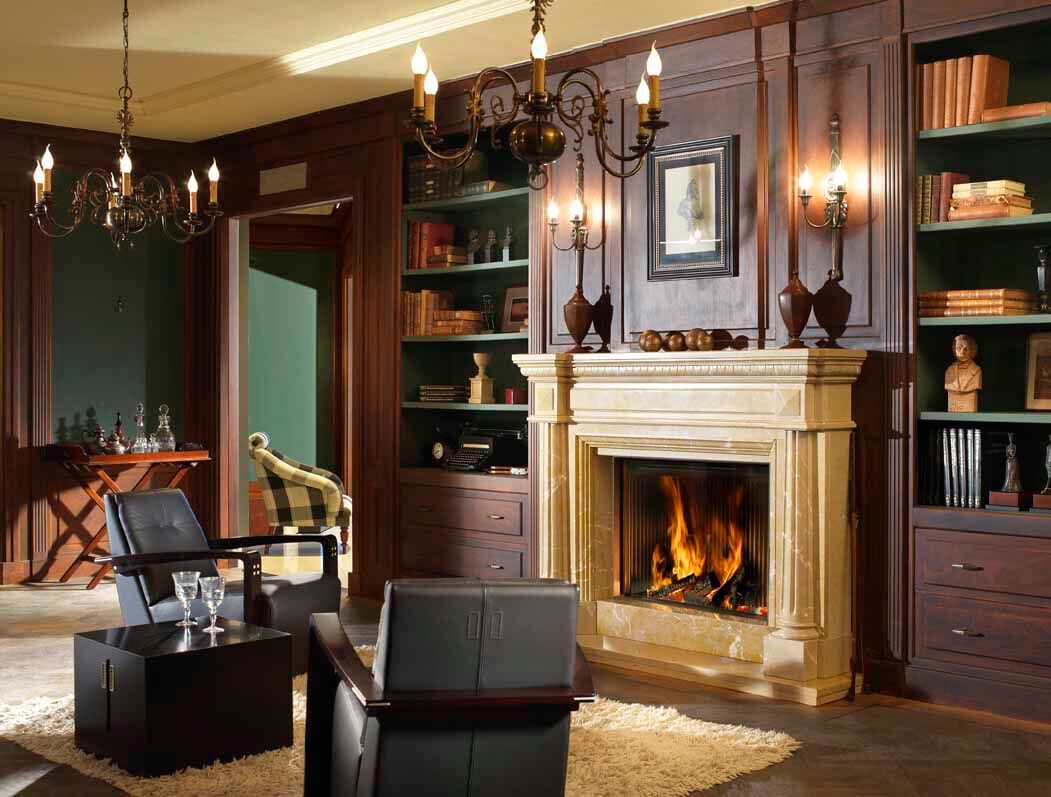 Встроенный дровяной камин на стене KALFIRE W100/61F ARCH-00011596