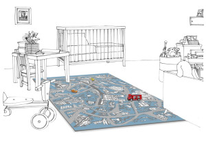 Прямоугольный шерстяной ковер для детей