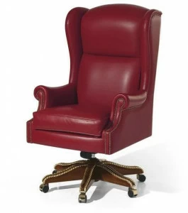 OAK Поворотное кожаное кресло с откидной спинкой на колесиках Galleria