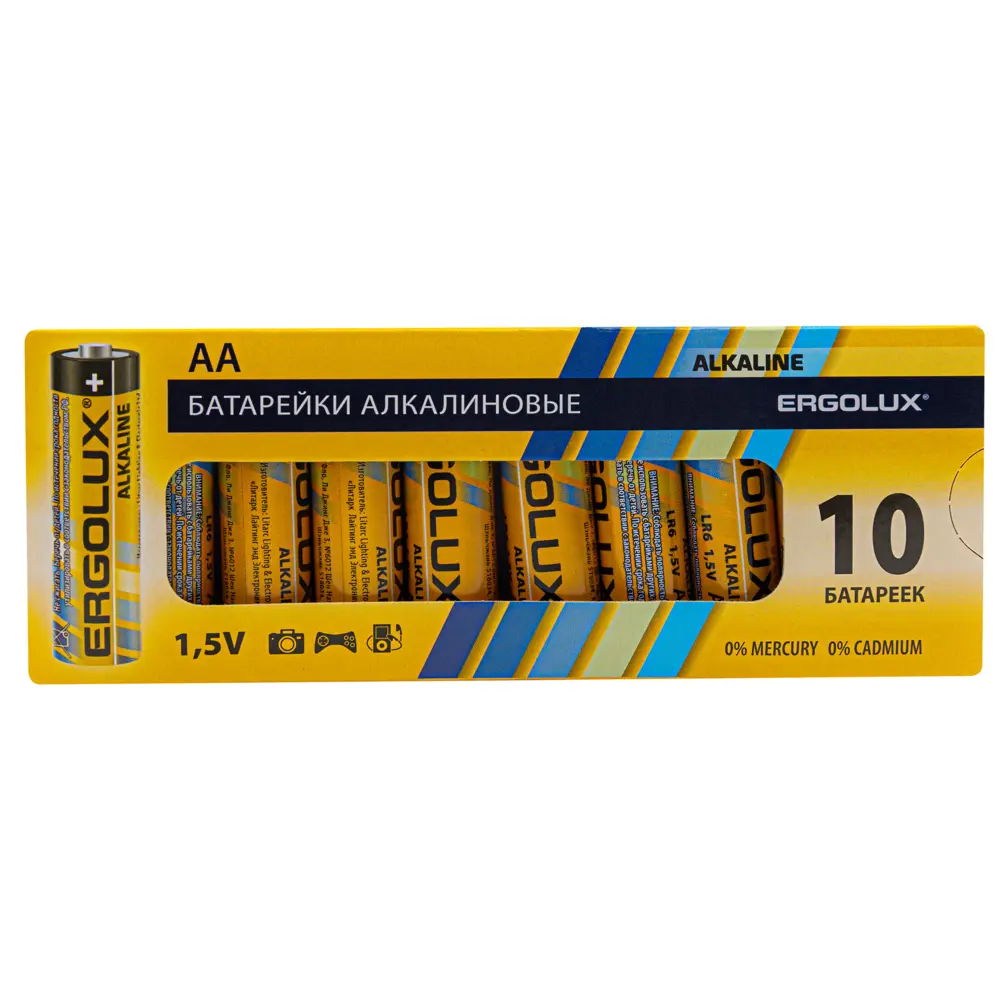 Ergolux: Алкалиновые батарейки AA 10 шт — надежное питание для устройств 89409466 STLM-1564810