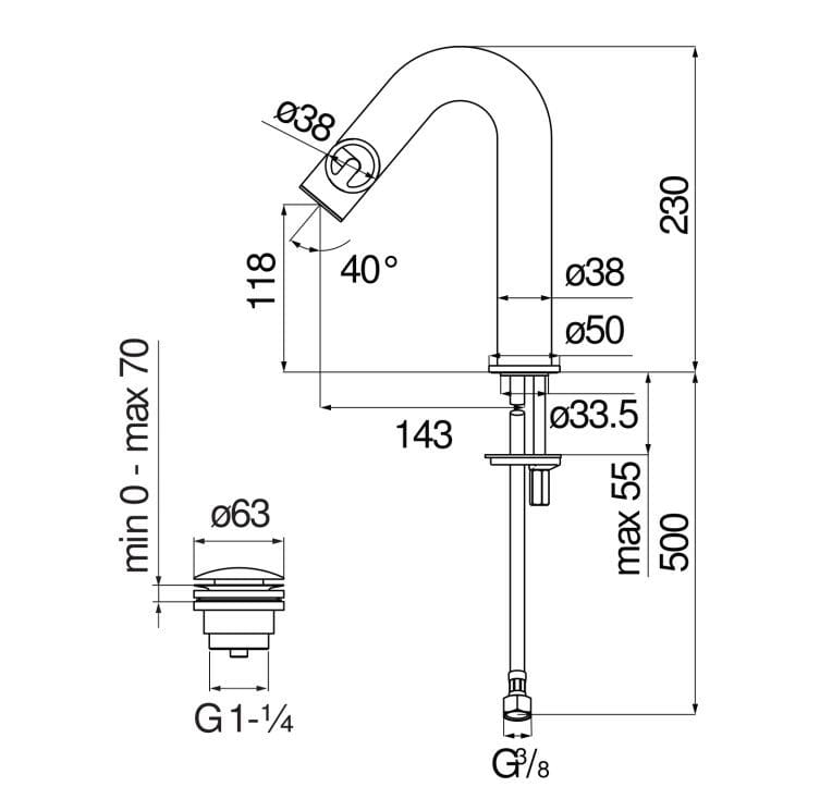 Однорычажный смеситель для раковины с аэратором Nobili Sole ARCH-00020809 - Вид №6
