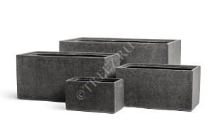 41.3319-01-024-GR-100 Кашпо  Effectory - серия Stone - Низкий прямоугольник - Тёмно-серый камень Цветочная коллекция