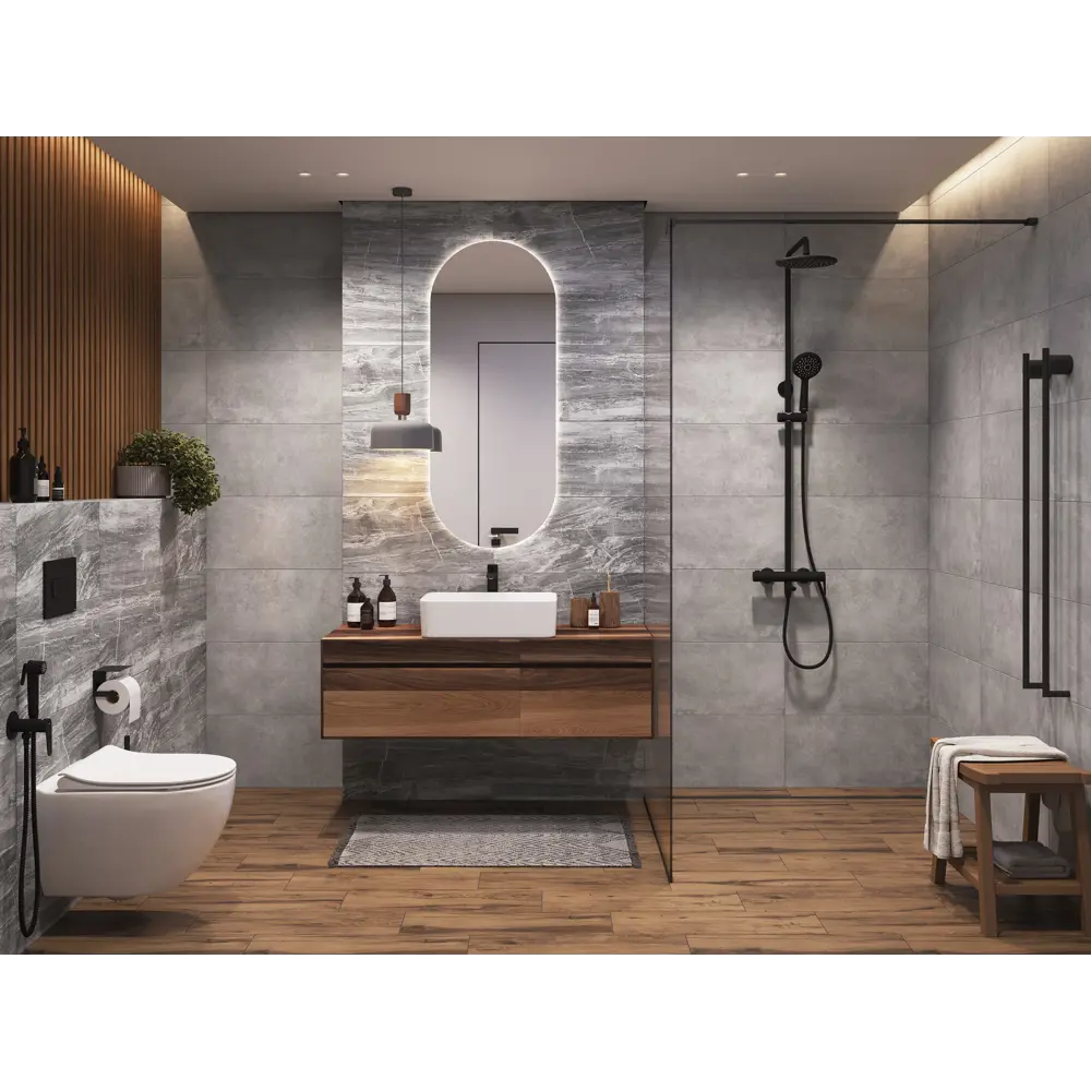 Плитка настенная KREAFORTA Cascada 29.8x59.8 см 1.425 м² матовая цвет темно-серый STLM-2154462 - Вид №3