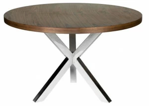 Обеденный стол круглый деревянный с ножками хром 130 см коричневый Swirl ICON DESIGNE  178142 Коричневый