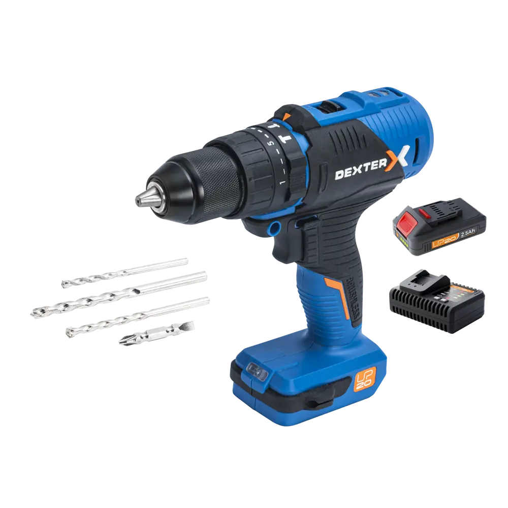 Бесщеточная беспроводная ударная дрель Dexter 5 20 В Li-ion, 1x2.5 Ач, 5 Ач STLM-2095228